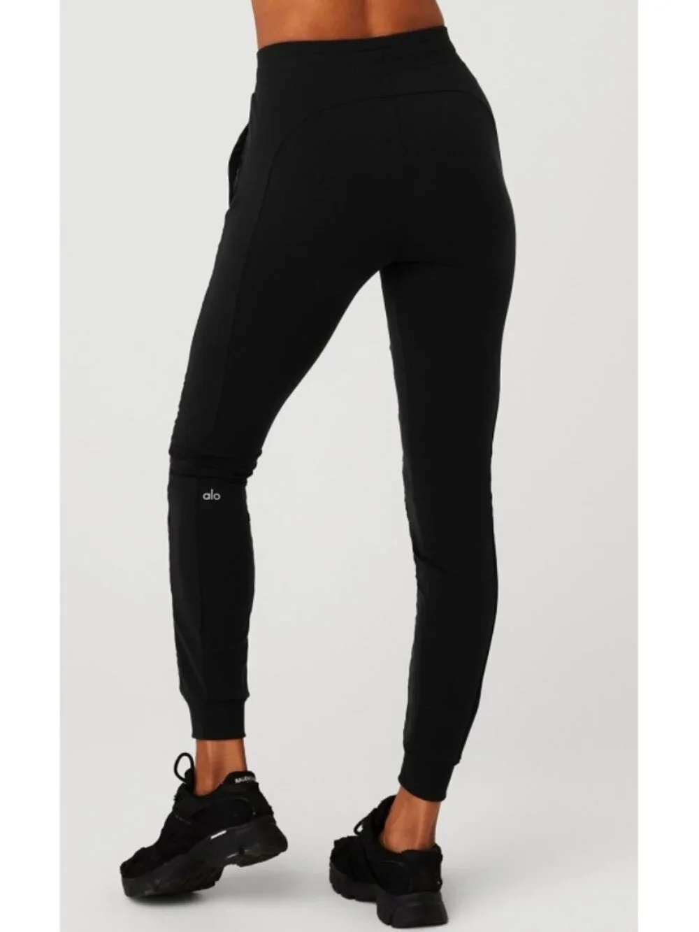 Alo Winter Warm High-Waist Moto Puffer Pant Black Brushed Hi-Rise Quilted Jogger